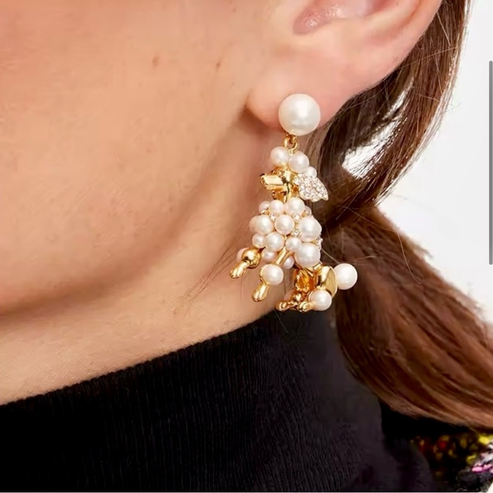 NWT Kate Spade Poodles & Poms Statement Drop Earrings - Picture 2 of 4